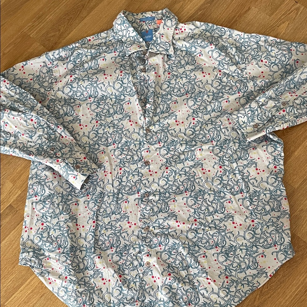 VLuxe Men's Casual Shirt with Blue and Red Pattern